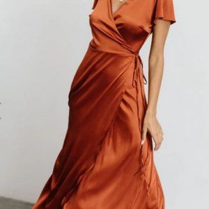 Krystal Copper Satin Wrap Gown